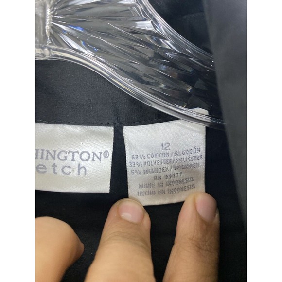 Worthington Stretch Top Womens Size 12 Black Wrap Up Fitted Long Sleeves - Picture 5 of 10